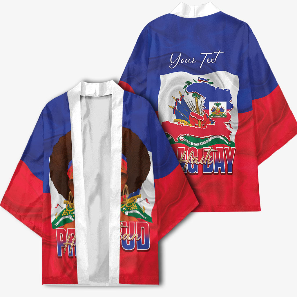 Personalized Haiti Flag Day Kimono Haitian Women Proud Flag Wave Style