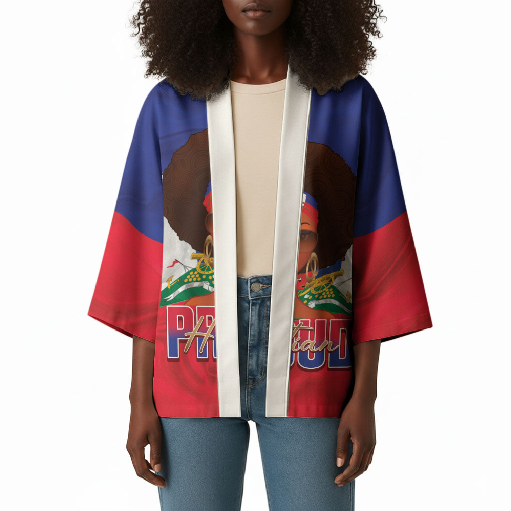 Personalized Haiti Flag Day Kimono Haitian Women Proud Flag Wave Style