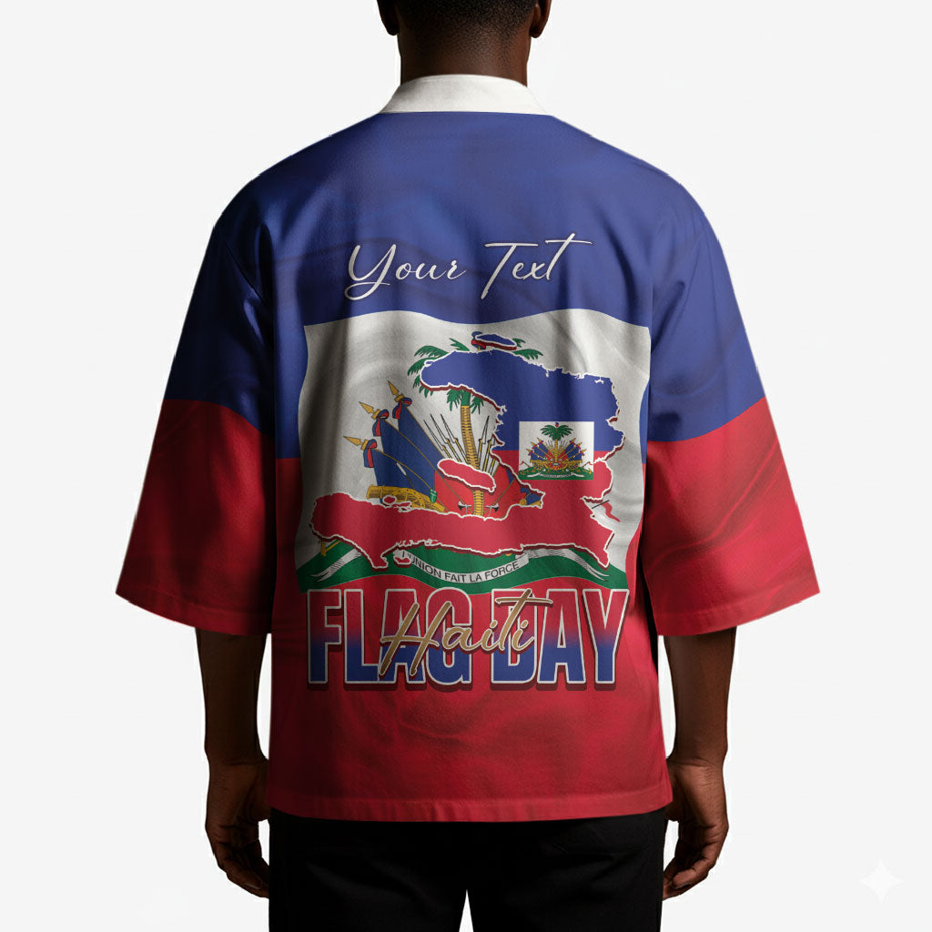 Personalized Haiti Flag Day Kimono Haitian Women Proud Flag Wave Style