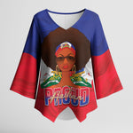 Personalized Haiti Flag Day Kimono Sleeve Blouse Haitian Women Proud Flag Wave Style