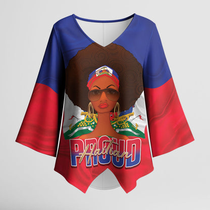 Personalized Haiti Flag Day Kimono Sleeve Blouse Haitian Women Proud Flag Wave Style
