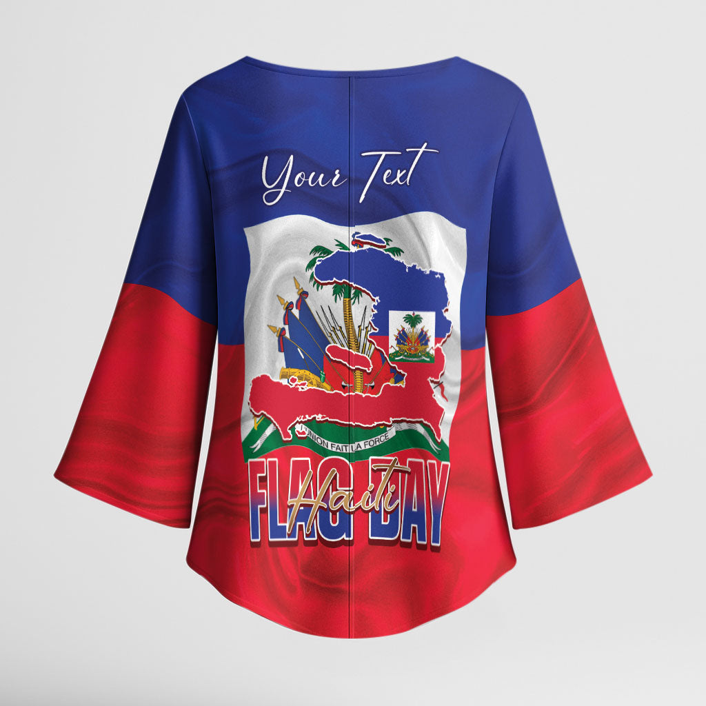 Personalized Haiti Flag Day Kimono Sleeve Blouse Haitian Women Proud Flag Wave Style