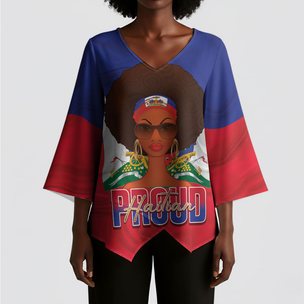 Personalized Haiti Flag Day Kimono Sleeve Blouse Haitian Women Proud Flag Wave Style