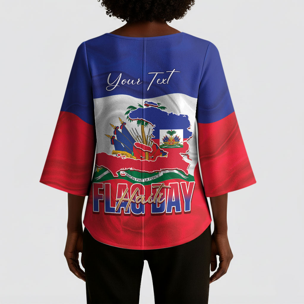 Personalized Haiti Flag Day Kimono Sleeve Blouse Haitian Women Proud Flag Wave Style