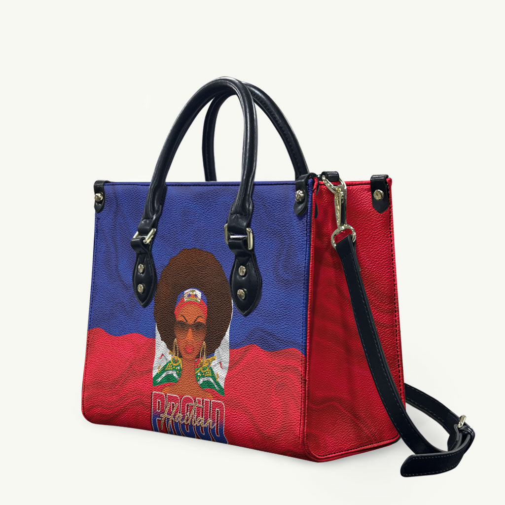 Haiti Flag Day Leather Bag Haitian Women Proud Flag Wave Style