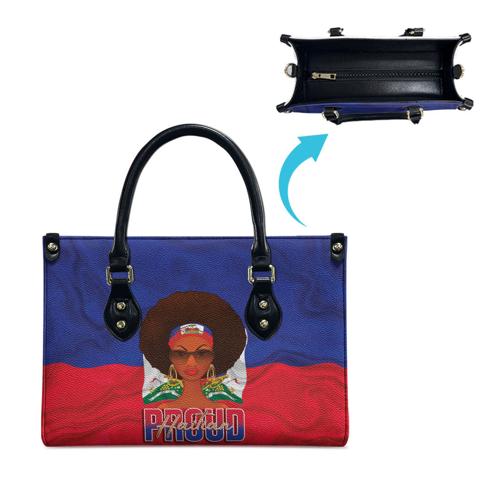 Haiti Flag Day Leather Bag Haitian Women Proud Flag Wave Style