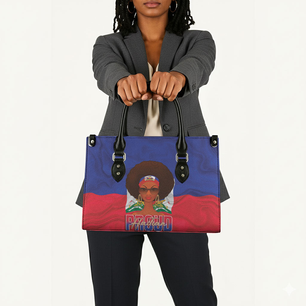 Haiti Flag Day Leather Bag Haitian Women Proud Flag Wave Style