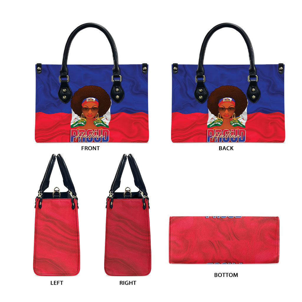 Haiti Flag Day Leather Bag Haitian Women Proud Flag Wave Style