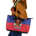 Haiti Flag Day Leather Tote Bag Haitian Women Proud Flag Wave Style
