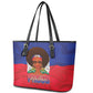Haiti Flag Day Leather Tote Bag Haitian Women Proud Flag Wave Style