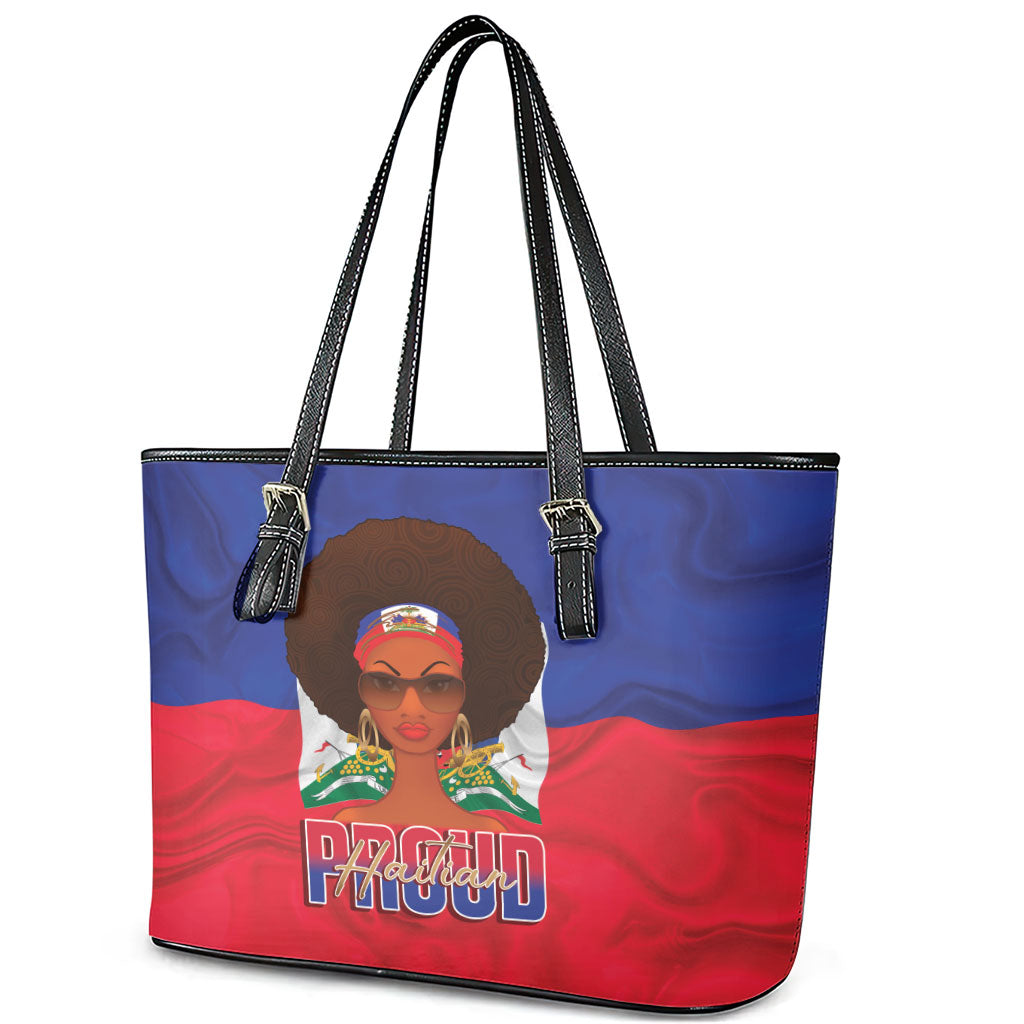 Haiti Flag Day Leather Tote Bag Haitian Women Proud Flag Wave Style