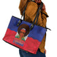 Haiti Flag Day Leather Tote Bag Haitian Women Proud Flag Wave Style