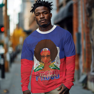 Personalized Haiti Flag Day Long Sleeve Shirt Haitian Women Proud Flag Wave Style