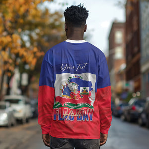 Personalized Haiti Flag Day Long Sleeve Shirt Haitian Women Proud Flag Wave Style