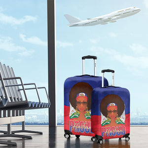 Haiti Flag Day Luggage Cover Haitian Women Proud Flag Wave Style