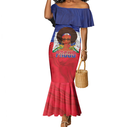 Personalized Haiti Flag Day Mermaid Dress Haitian Women Proud Flag Wave Style