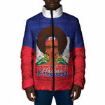 Personalized Haiti Flag Day Padded Jacket Haitian Women Proud Flag Wave Style