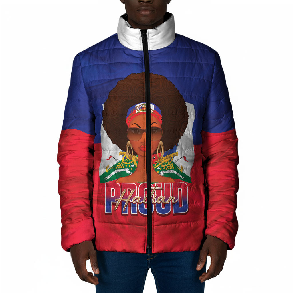 Personalized Haiti Flag Day Padded Jacket Haitian Women Proud Flag Wave Style