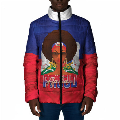 Personalized Haiti Flag Day Padded Jacket Haitian Women Proud Flag Wave Style