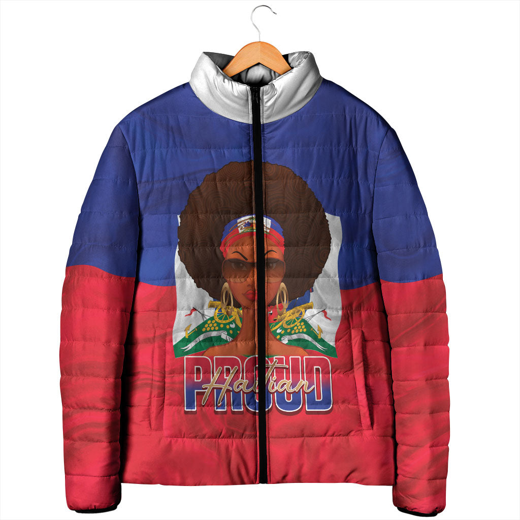 Personalized Haiti Flag Day Padded Jacket Haitian Women Proud Flag Wave Style