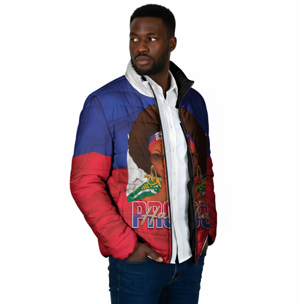 Personalized Haiti Flag Day Padded Jacket Haitian Women Proud Flag Wave Style