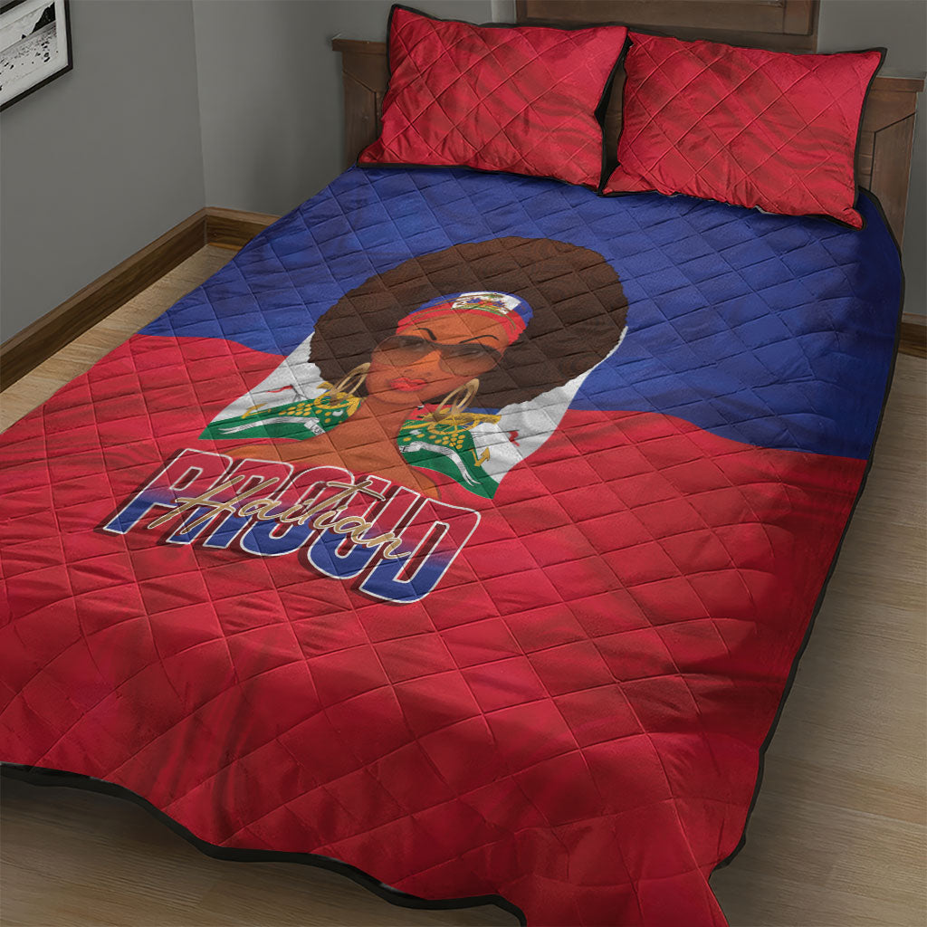 Haiti Flag Day Quilt Bed Set Haitian Women Proud Flag Wave Style