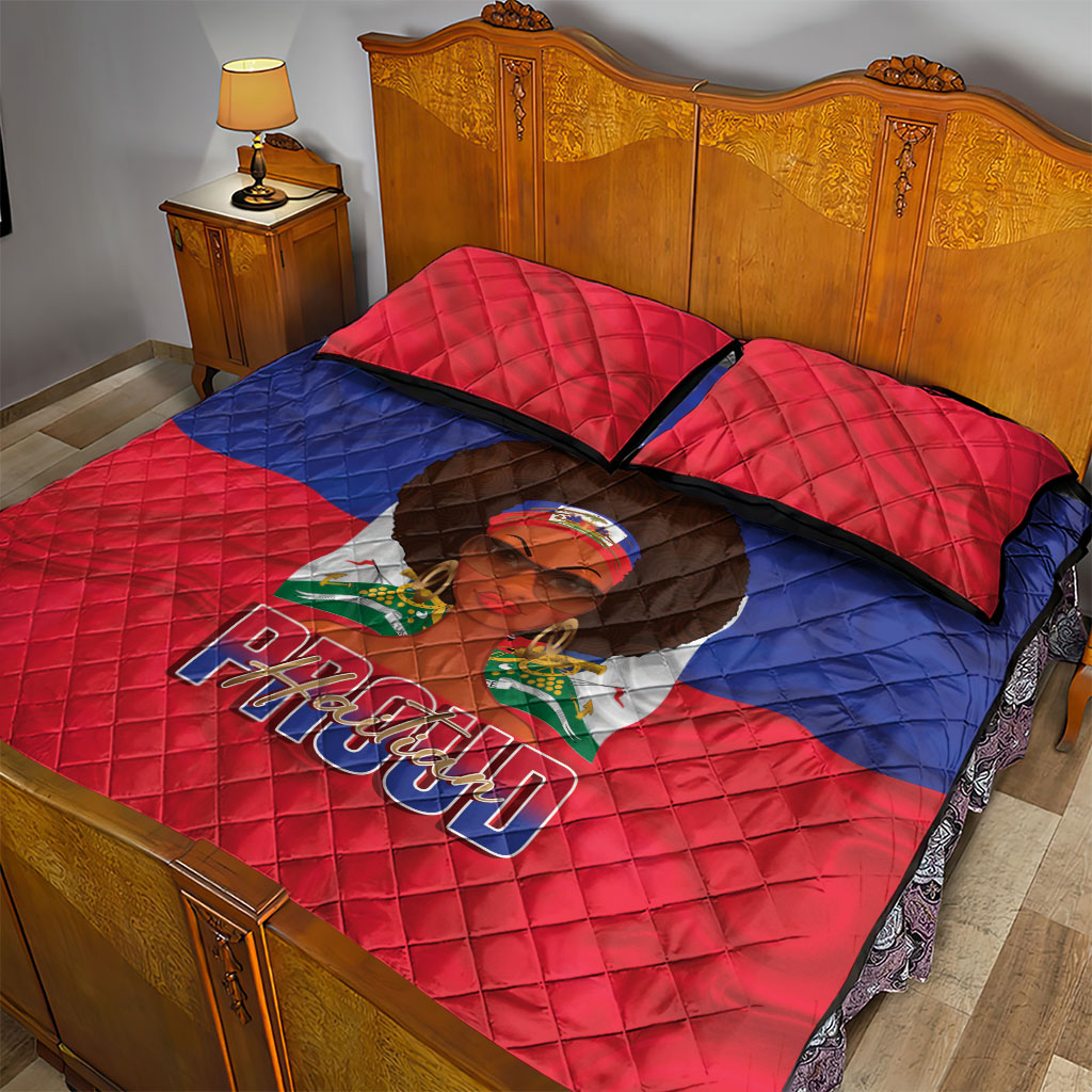 Haiti Flag Day Quilt Bed Set Haitian Women Proud Flag Wave Style