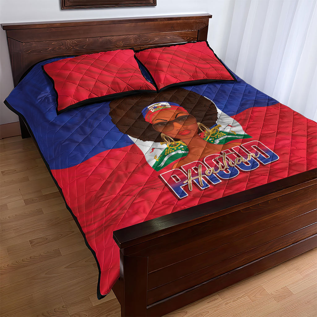 Haiti Flag Day Quilt Bed Set Haitian Women Proud Flag Wave Style