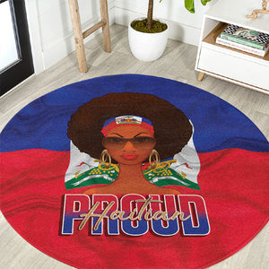 Haiti Flag Day Round Carpet Haitian Women Proud Flag Wave Style