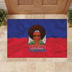 Haiti Flag Day Rubber Doormat Haitian Women Proud Flag Wave Style