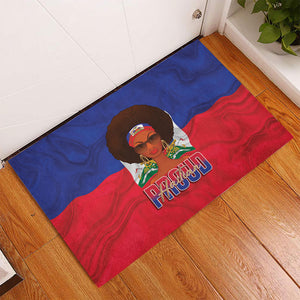 Haiti Flag Day Rubber Doormat Haitian Women Proud Flag Wave Style