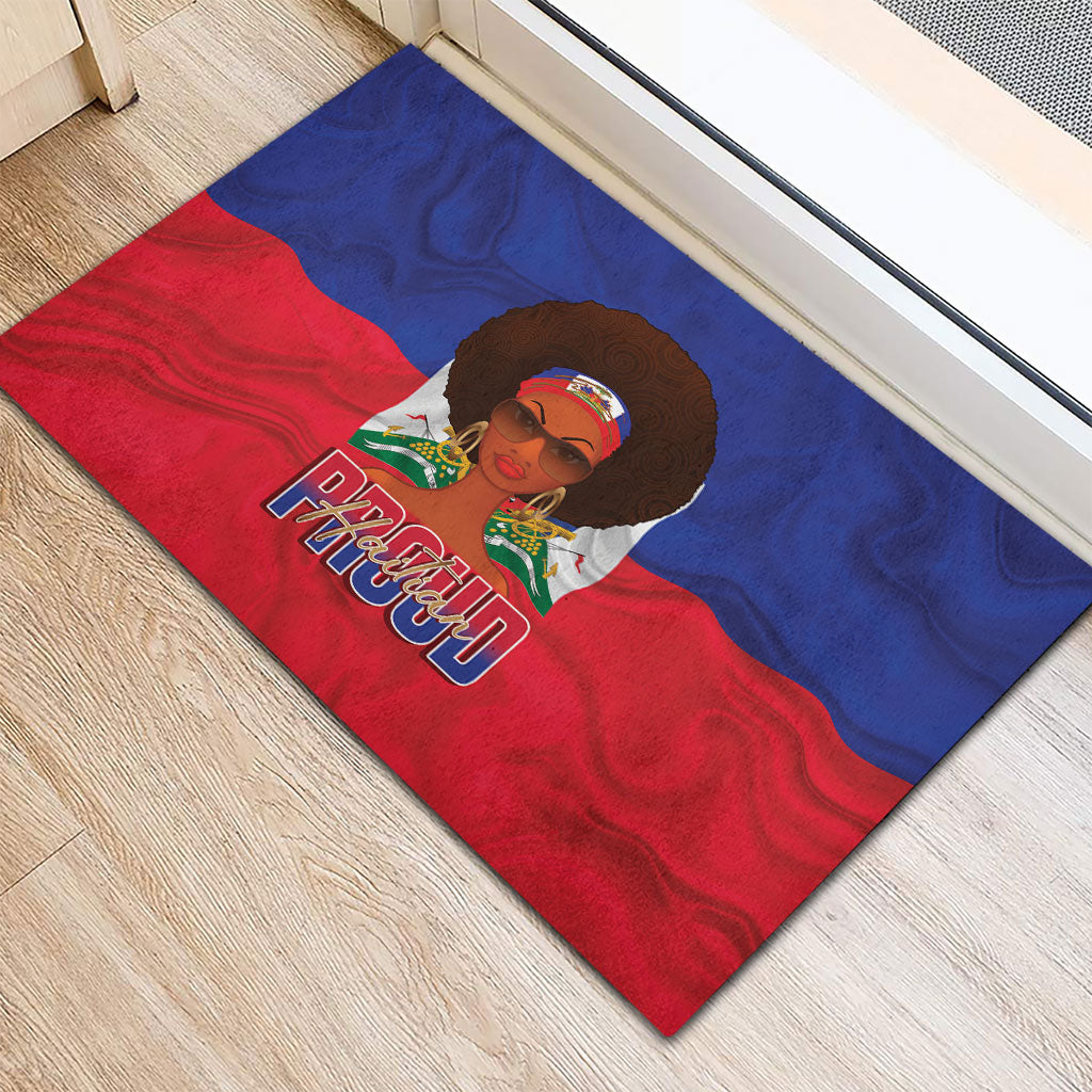 Haiti Flag Day Rubber Doormat Haitian Women Proud Flag Wave Style