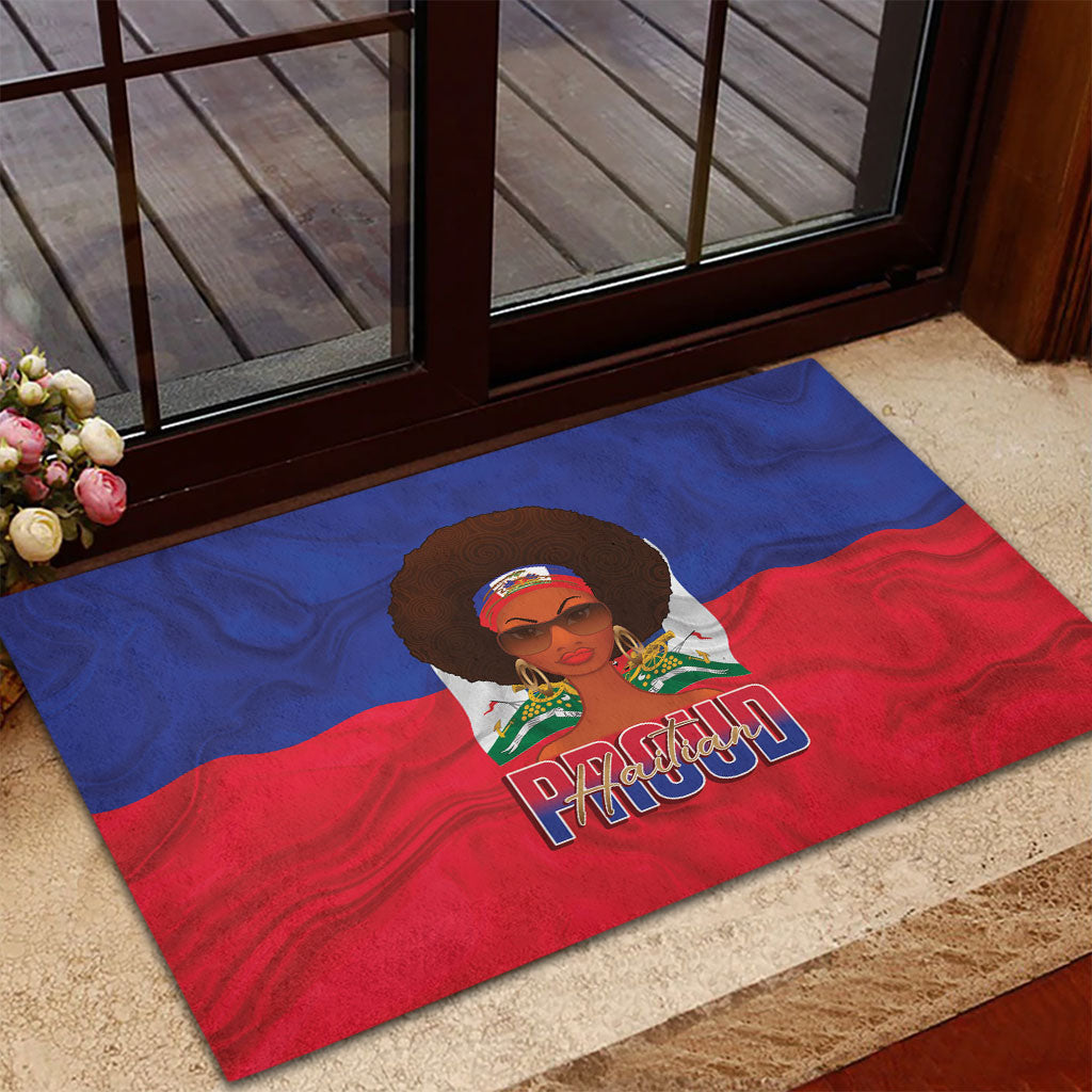 Haiti Flag Day Rubber Doormat Haitian Women Proud Flag Wave Style