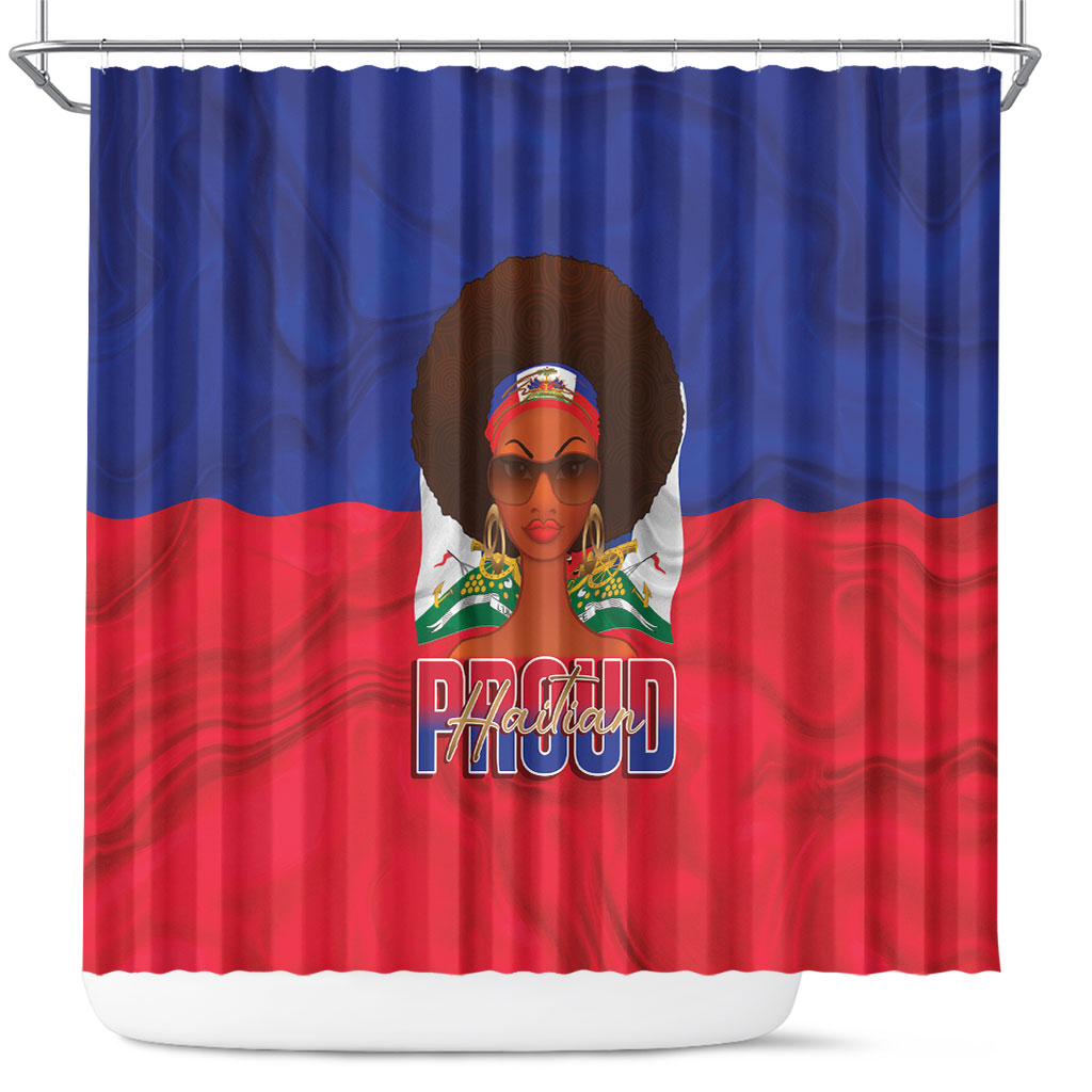 Haiti Flag Day Shower Curtain Haitian Women Proud Flag Wave Style