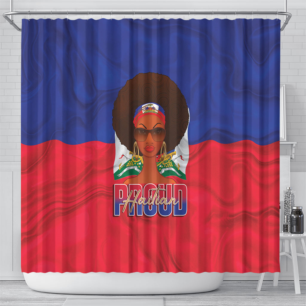 Haiti Flag Day Shower Curtain Haitian Women Proud Flag Wave Style