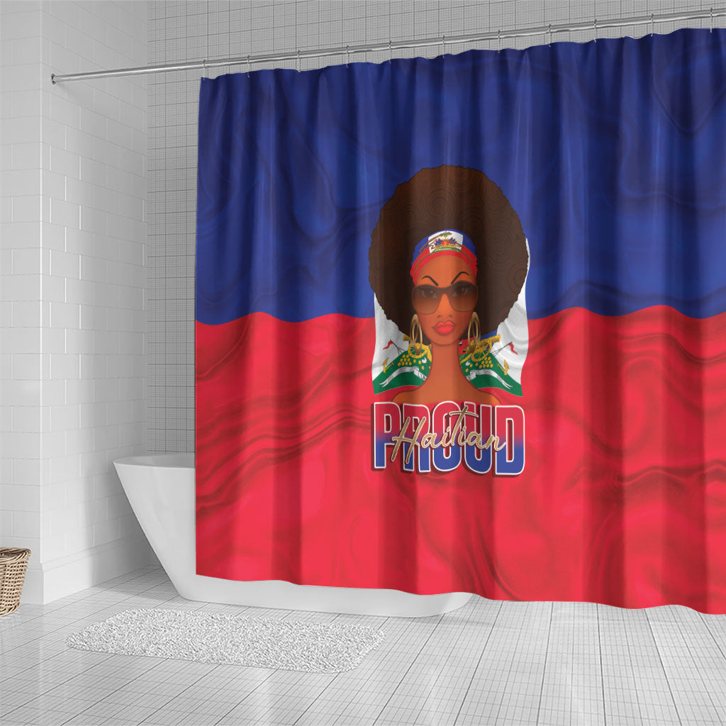 Haiti Flag Day Shower Curtain Haitian Women Proud Flag Wave Style