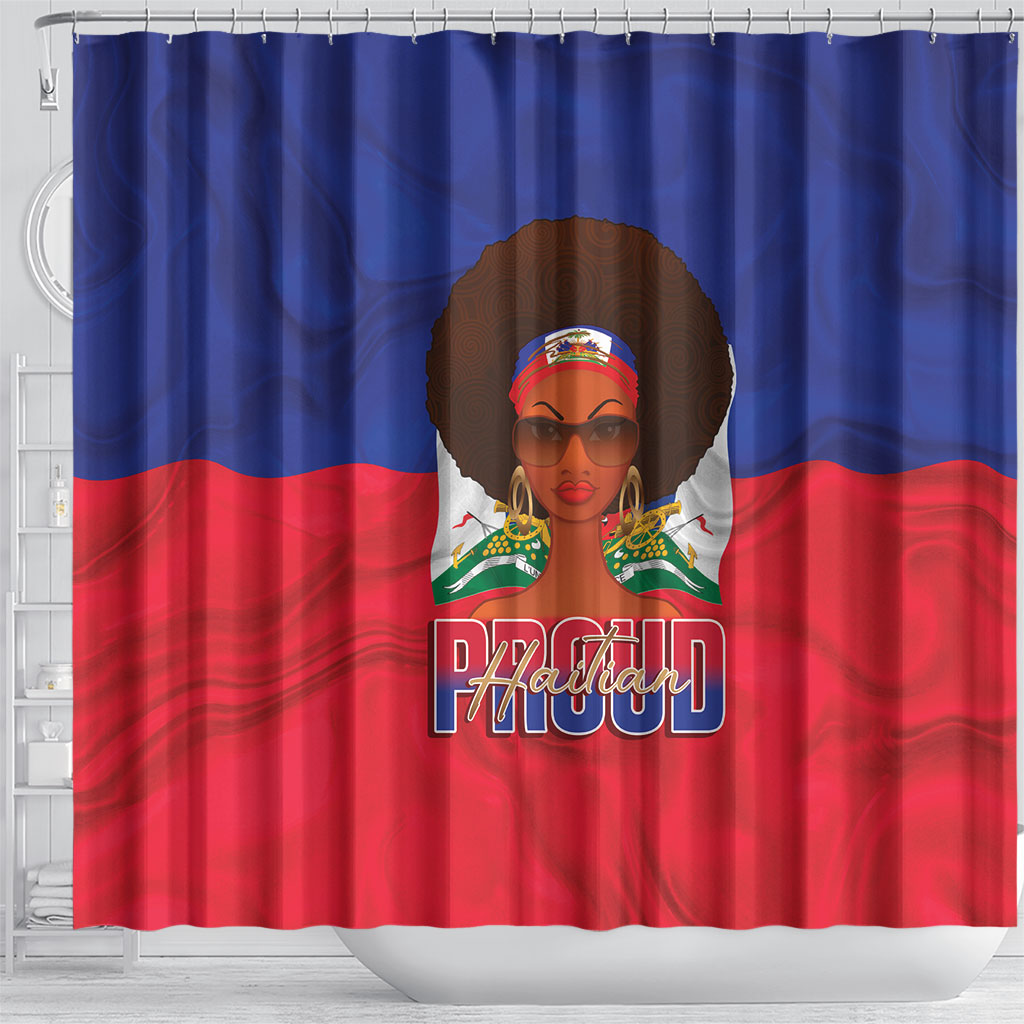 Haiti Flag Day Shower Curtain Haitian Women Proud Flag Wave Style
