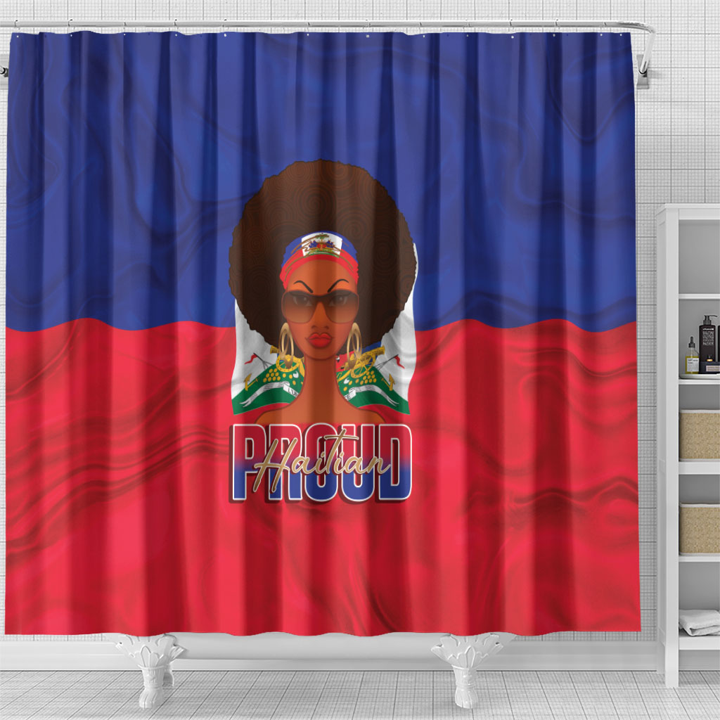 Haiti Flag Day Shower Curtain Haitian Women Proud Flag Wave Style