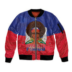 Personalized Haiti Flag Day Sleeve Zip Bomber Jacket Haitian Women Proud Flag Wave Style