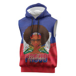 Personalized Haiti Flag Day Sleeveless Hoodie Haitian Women Proud Flag Wave Style