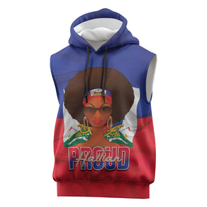 Personalized Haiti Flag Day Sleeveless Hoodie Haitian Women Proud Flag Wave Style