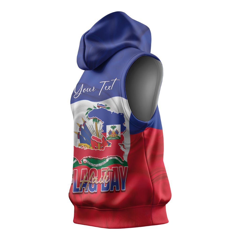 Personalized Haiti Flag Day Sleeveless Hoodie Haitian Women Proud Flag Wave Style