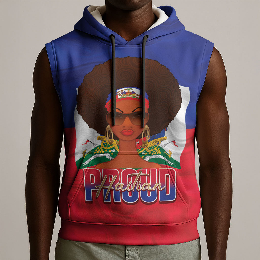 Personalized Haiti Flag Day Sleeveless Hoodie Haitian Women Proud Flag Wave Style