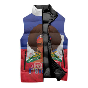 Personalized Haiti Flag Day Sleeveless Puffer Jacket Haitian Women Proud Flag Wave Style