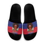 Haiti Flag Day Slide Sandals Haitian Women Proud Flag Wave Style