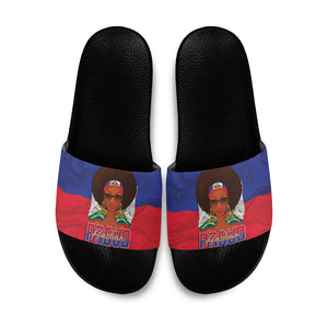 Haiti Flag Day Slide Sandals Haitian Women Proud Flag Wave Style