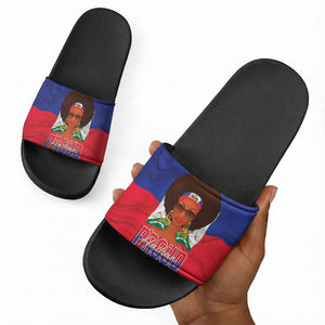 Haiti Flag Day Slide Sandals Haitian Women Proud Flag Wave Style
