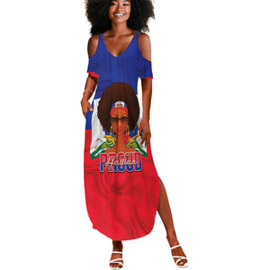 Personalized Haiti Flag Day Summer Maxi Dress Haitian Women Proud Flag Wave Style
