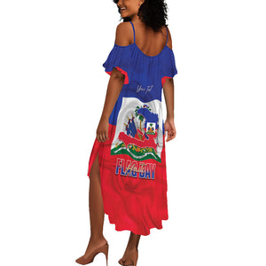 Personalized Haiti Flag Day Summer Maxi Dress Haitian Women Proud Flag Wave Style