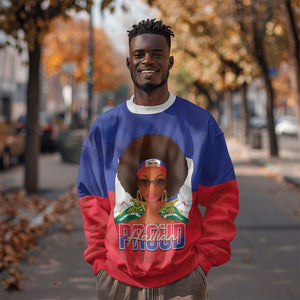 Personalized Haiti Flag Day Sweatshirt Haitian Women Proud Flag Wave Style